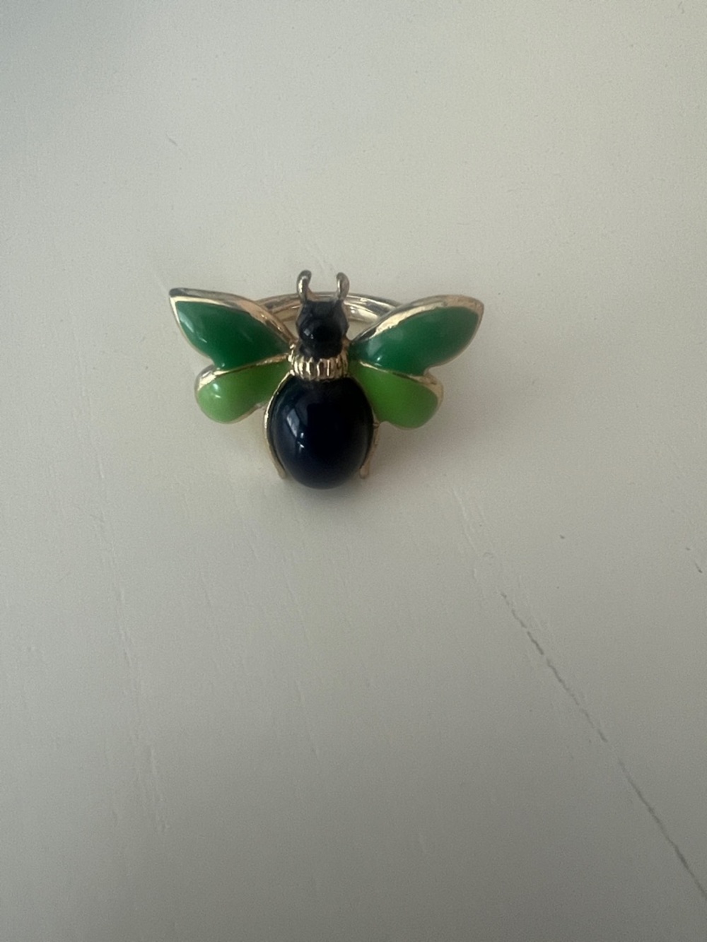 Lilly Pulitzer goldstone and enamel bug adjustable ring